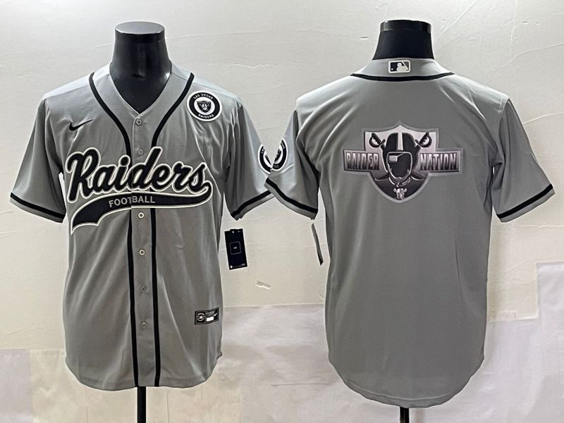 Men 2025 Oakland Raiders Blank Grey Joint Name Nike Limited NFL Jersey style 11